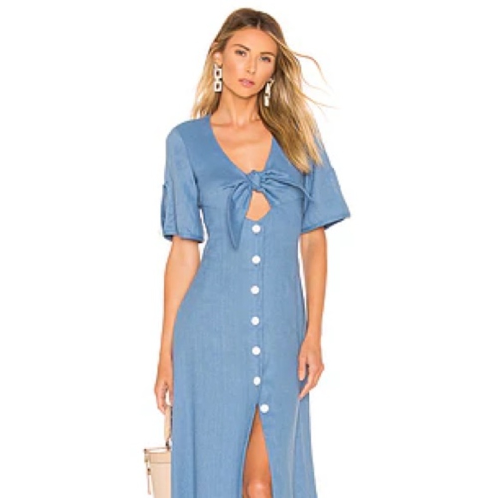 Alexis Light Blue Tie-Front Maxi Dress